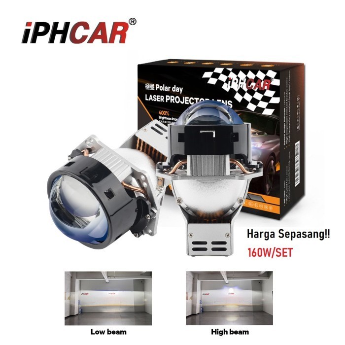 Lampu BILED IPHCAR POLAR H100 80W 3 inch laser blue lens mobil motor super bright premium