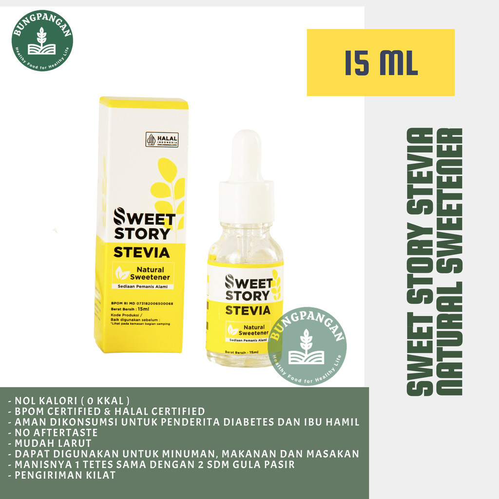 

SWEET STORY Stevia Cair Pemanis Alami Pengganti Gula 0 KALORI - 15 ml