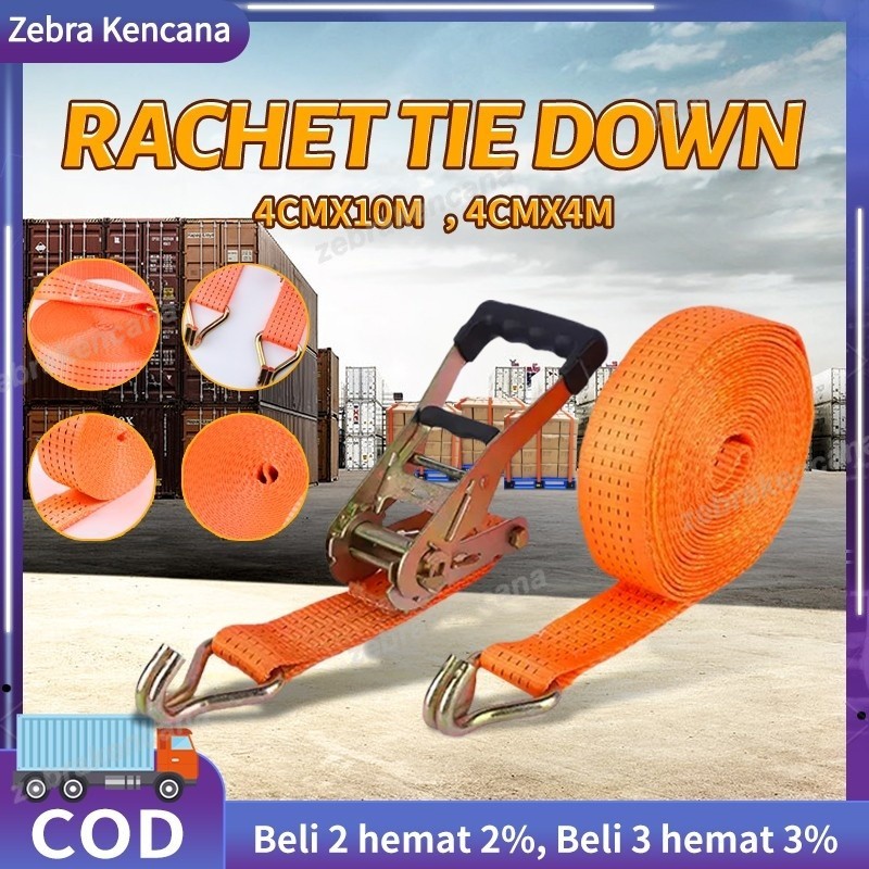 Rachet Tie Down 4CM*10M/4M Webbing Cargo Lashing Belt Trackbelt Tali Ikat Sabuk Truk tali webbing 4C