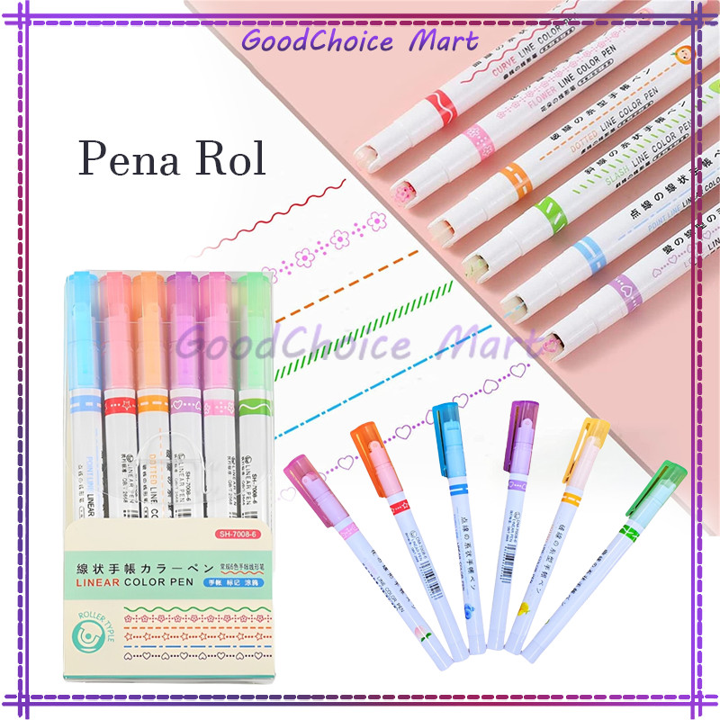 

Spidol Garis Aesthetic Warna Warni / Spidol Garis Motif Lucu 1 Set 6 Pcs / pulpen roller pen / Spidol Garis Line / Marker Alat Tulis Kantor