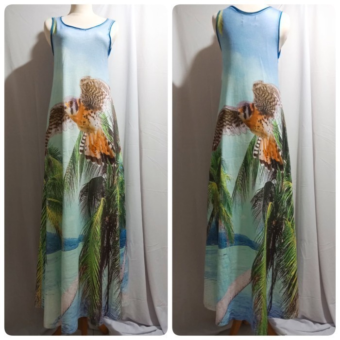 Dress terusan wanita bahan kaos bergambar 03