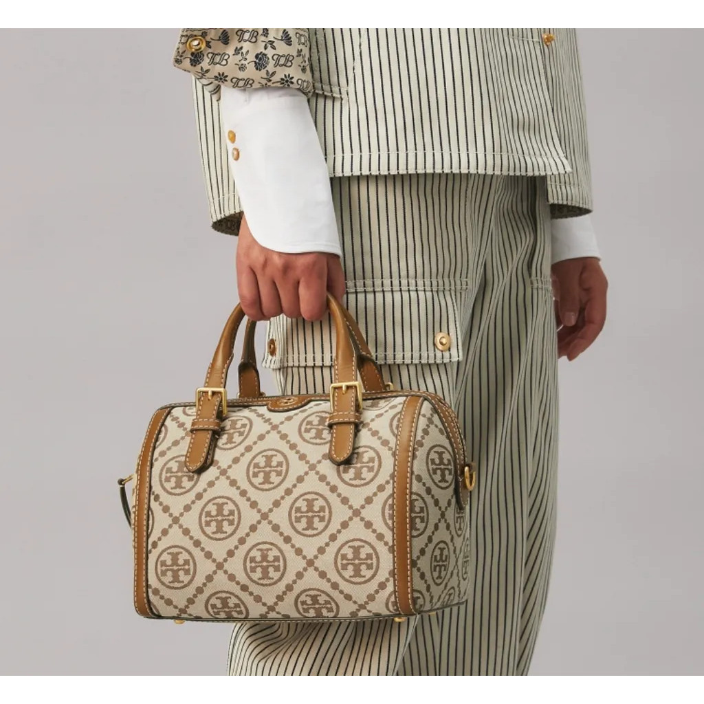 Tas wanita Tb Monogram Jacquard Barrel Bag 83970 Large Shoulder Bag