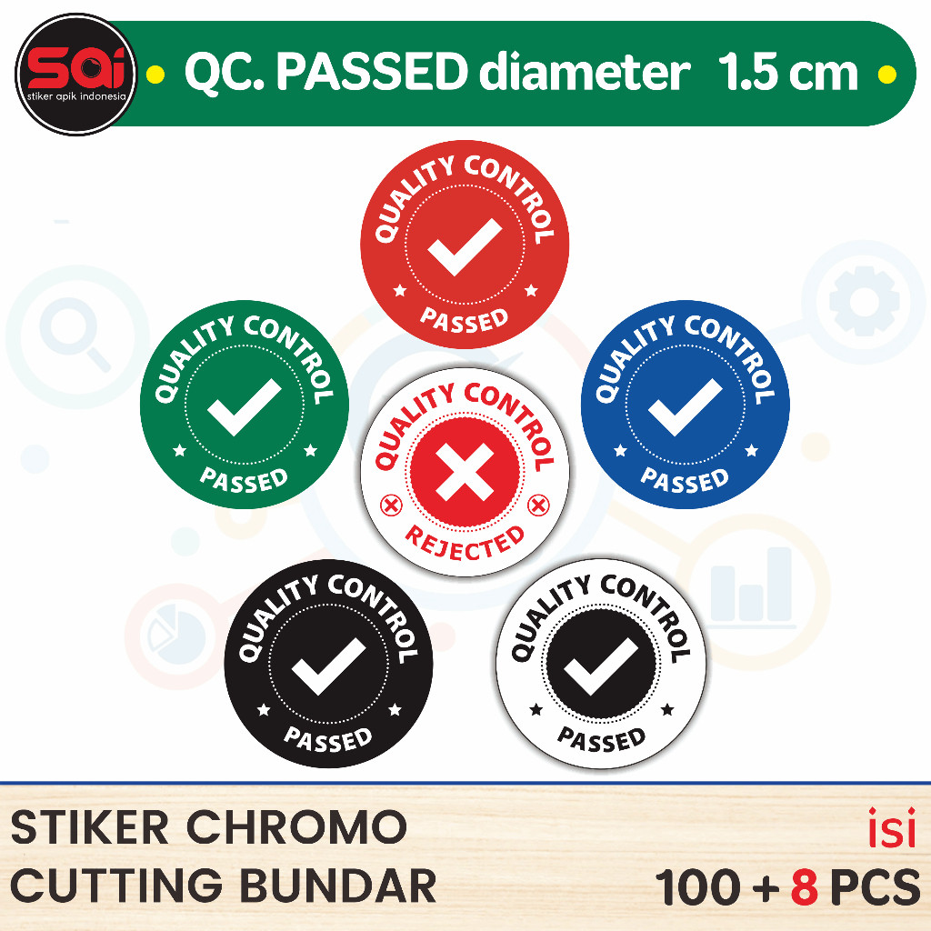 

STIKER QC PASSED - QUALITY CONTROL - STICKER REJECTED - DIAMETER 1,5 cm - CHROMO