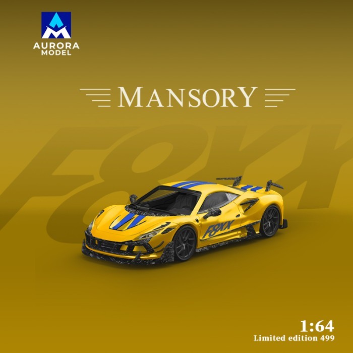 Aurora Model 1:64 Mansory Modified Ferrari F8XX Yellow Carbon Parts Limited