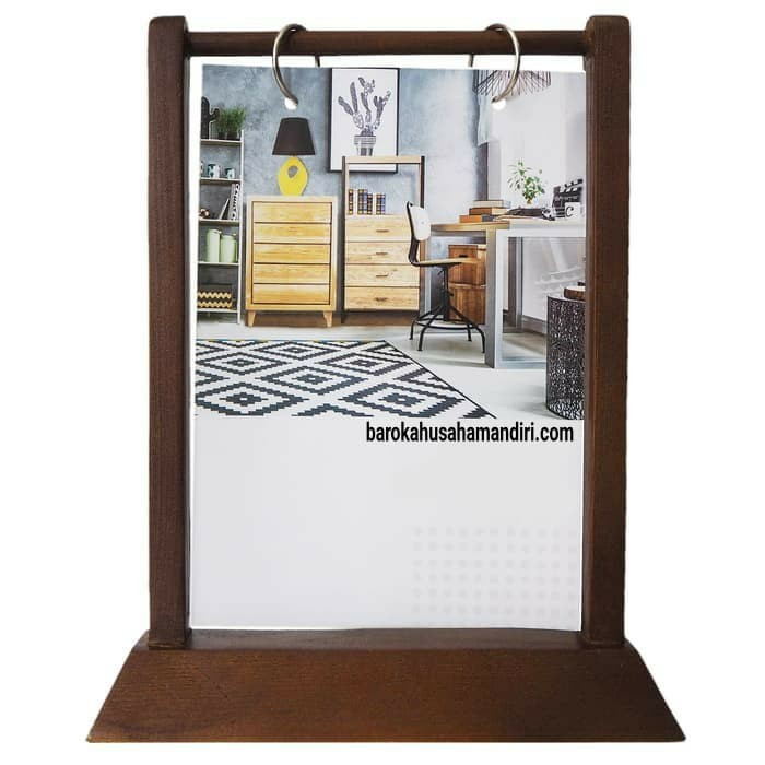 

toheru || Tempat brosur gantung menu meja hanging kertas A4 ring kayu