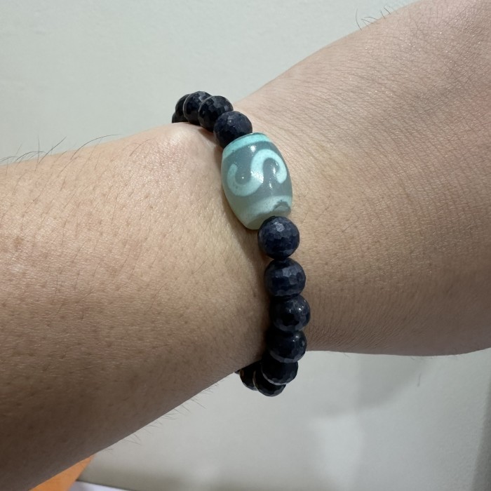 Gelang Batu Blue Safir Cutting 8mm Asli Natural panca
