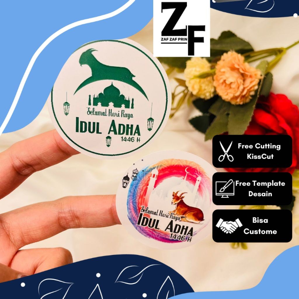 

ZAF 2-4 Sticker Hampers Eid Bulat Sticker Selamat Hari Raya Idul Adha Free Desain Custom