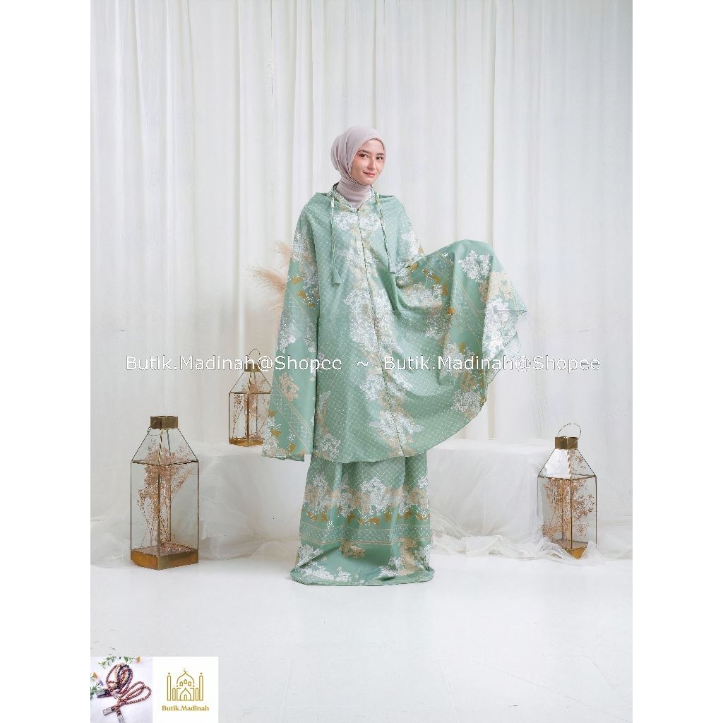MUKENA DEWASA AZURA HASYA 2IN1 RESLETING TRAVEL KATUN MOTIF--MUKENA KEKINIAN