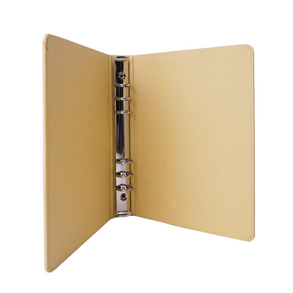 

A5 Kraft Paper Ring Binder Folder Blank Hardcover 6-Holes Round Loose Leaf Binder Folder File Cover Protector Organizer Planner