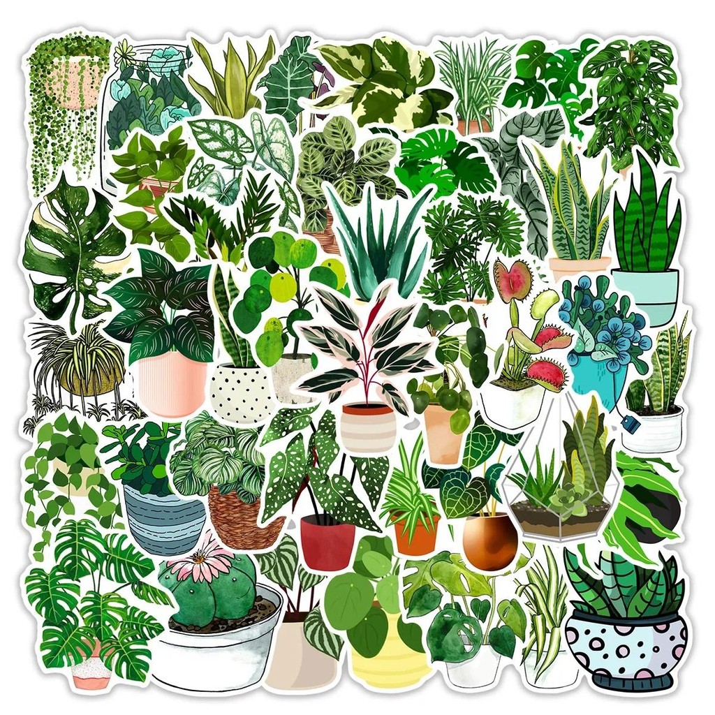 

10/30/50Pcs Plant Flowerpot Waterproof Graffiti Sticker Aesthetic Decorative Luggage Laptop Phone Guitar Scrapbook Kids Stickers