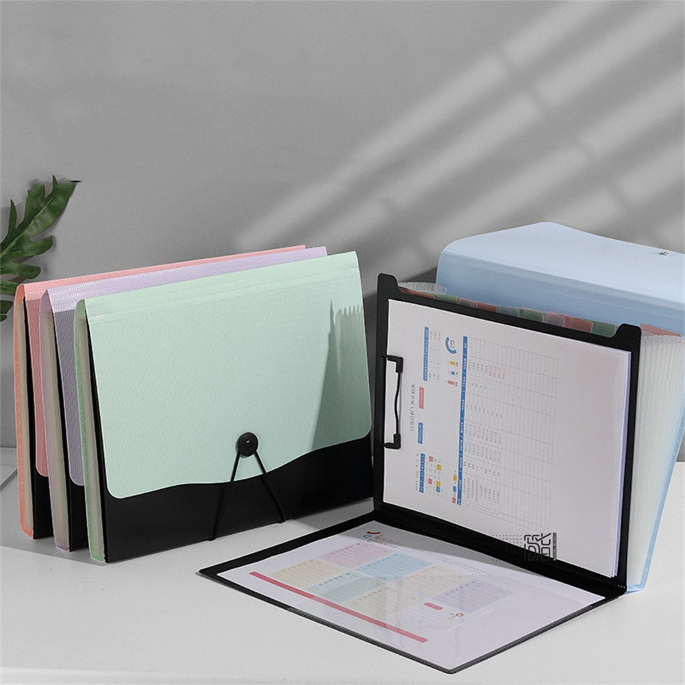 

Multi-Functional A4 Expanding File Folder Organizer For Students Office 13 Layers Storage Document Bag 2-In-1 Storage File Clip