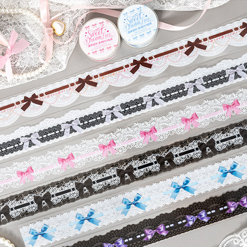 

Mr. Paper 6Style 1Roll/bag Sweet Dreams Lace Series PET tape for DIY handbook cup glass bottle scrapbook card decoration