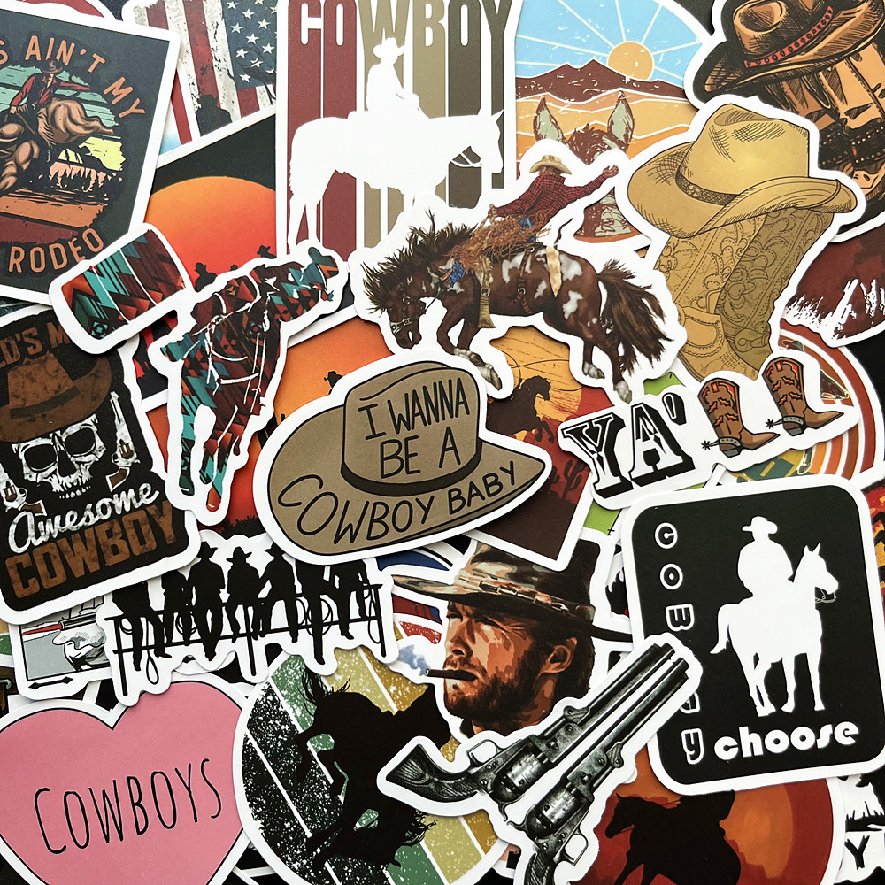 

10/50 Pcs Hot Anime Cool Western Cowboy Graffiti Stickers Laptop Fridge DIY Guitar Luggage Phone Kid Toy Sticker Gift Party
