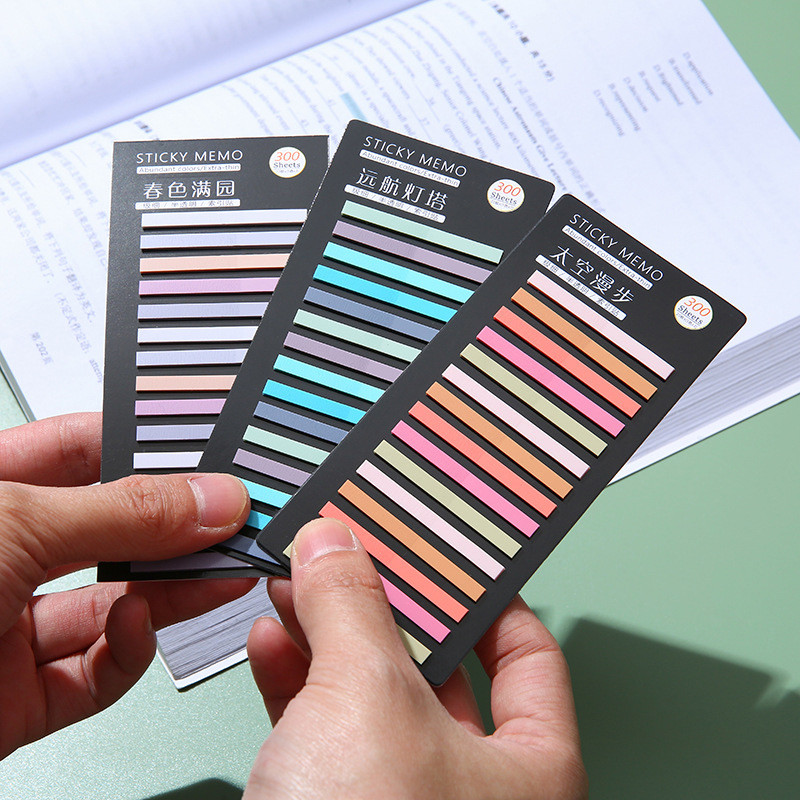 

300Sheets Translucent Rainbow Color Index Sticky Notes Paper Sticker Notepad Bookmark School Supplies Kawaii Stationery Gifts