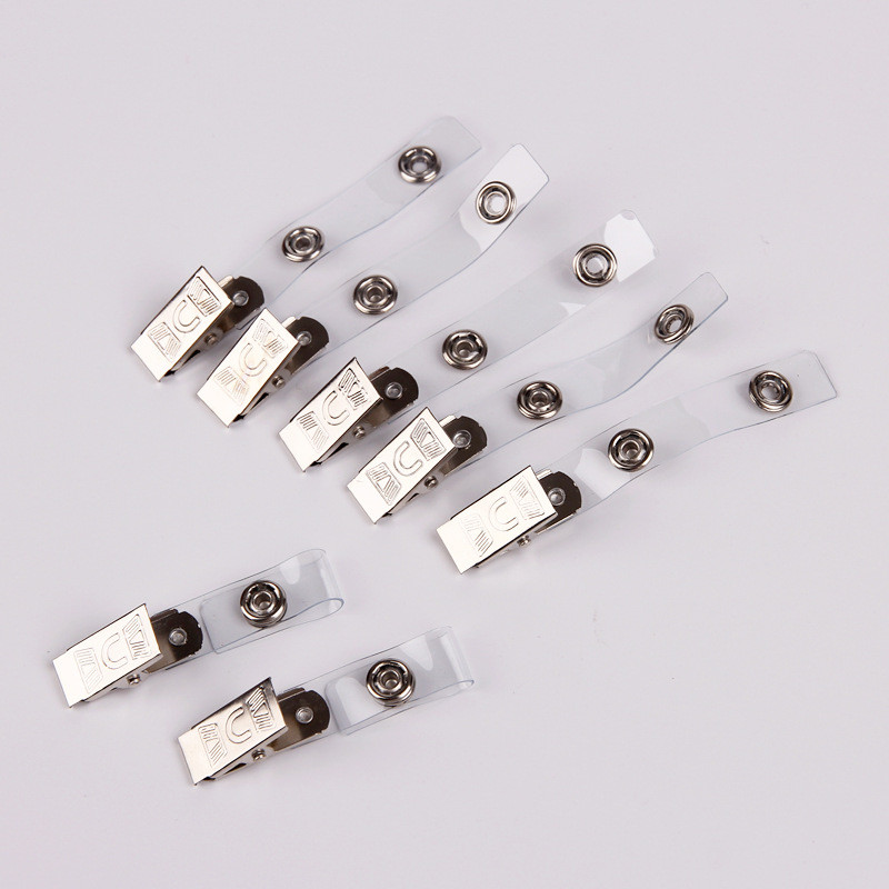 

10pcs Metal Badge Clips with Clear Soft Strap for Work Credentials ID Card Holder Accessories Classic Alligator Clamps Lanyard