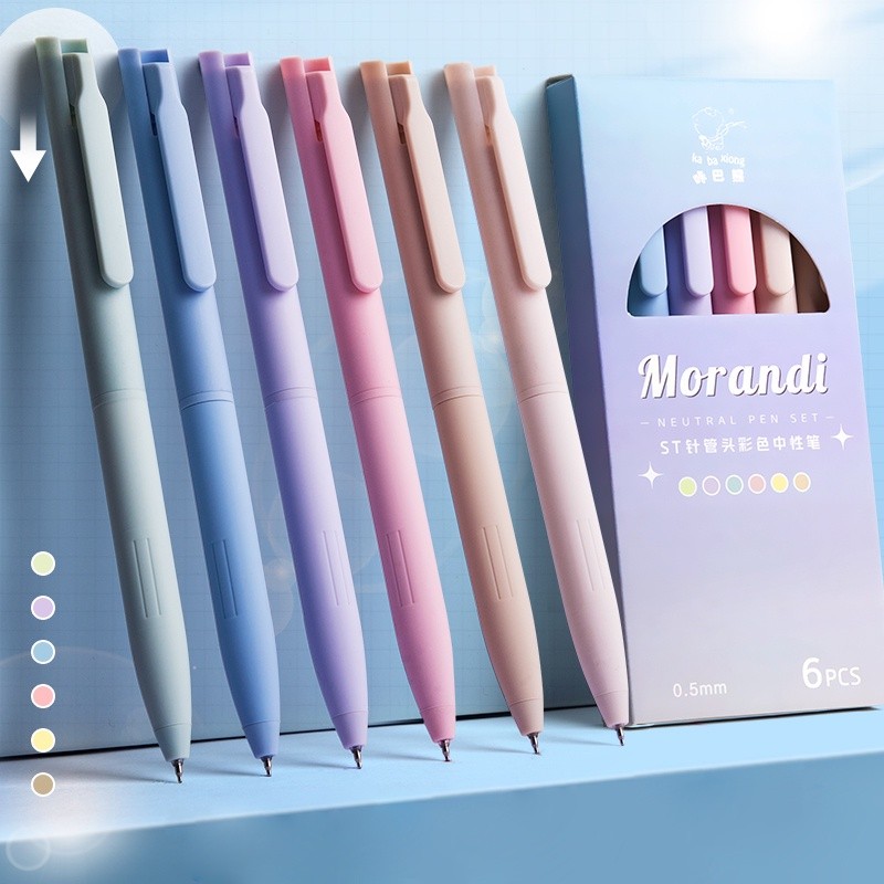 

6pcs Kotak 0.5mm Warna-Warni Tinta Morandi Color Gel Pen Mahasiswa
