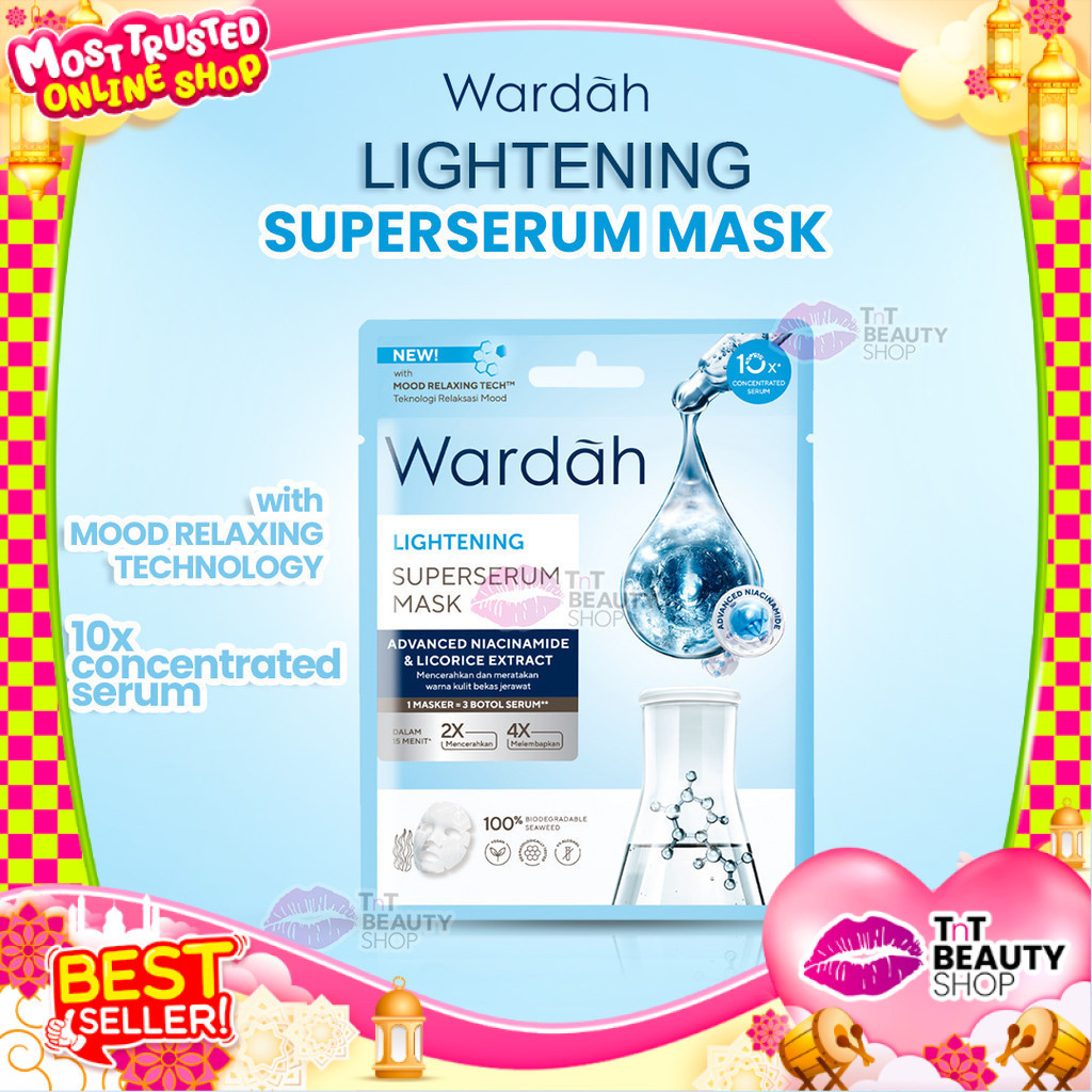 WARDAH Lightening Super Serum Mask Niacinamide 20ml - Lightening Essence Sheet Mask 20ml | TnT Beaut