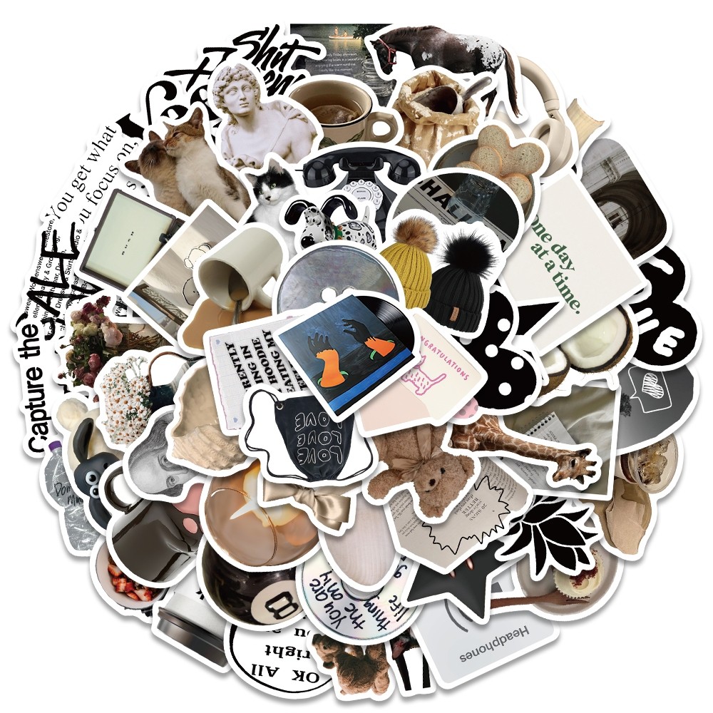 

Stiker Vinyl Tahan Air Gaya Lucu Hitam Putih Minimalis - Untuk Laptop, HP, Helm, Buku Harian & Tablet