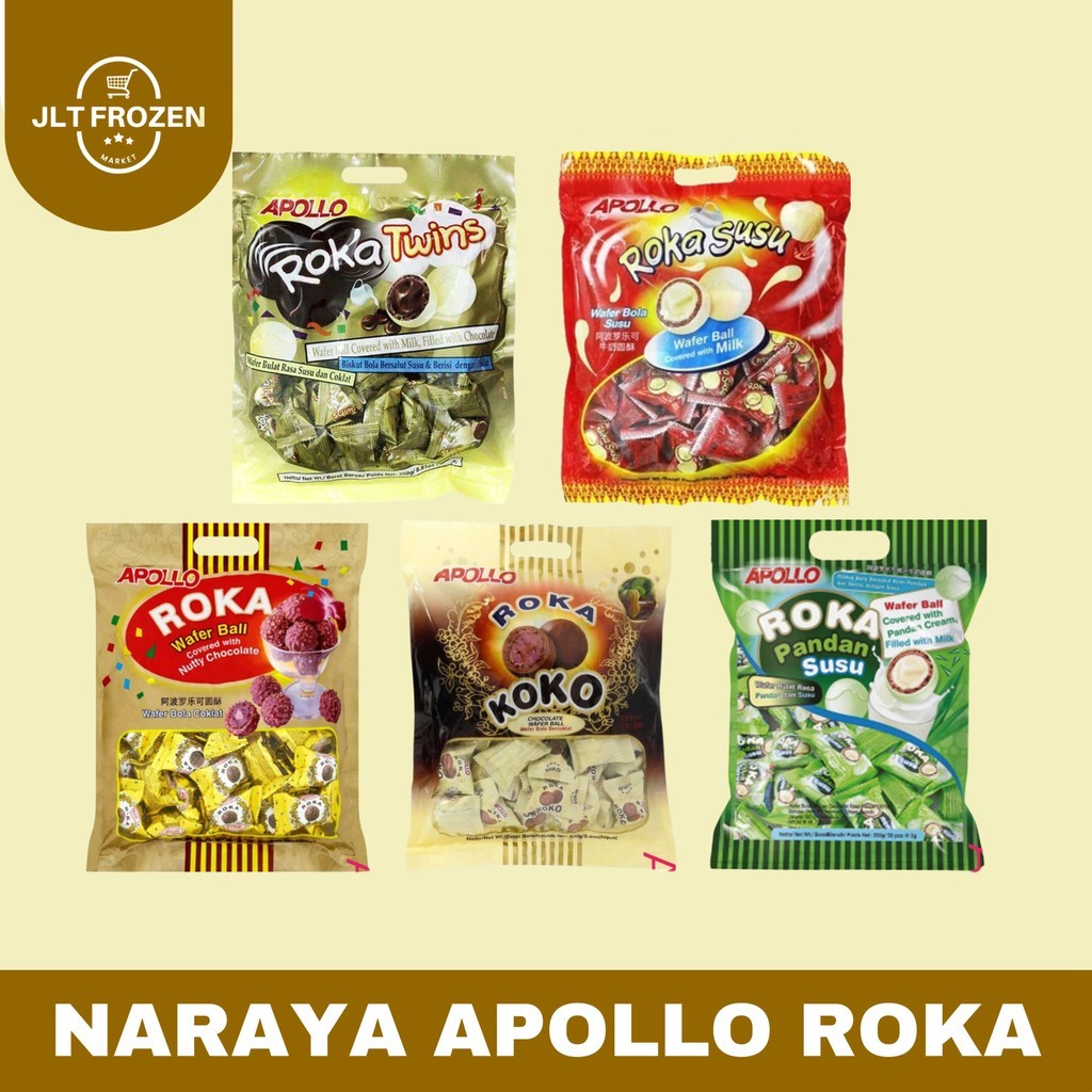 

Apollo Roka Wafer Ball / Snack Ringan Rasa Twins / koko / Susu / Pandan / Coklat 250g - Naraya