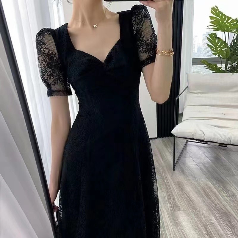 BAHAN PREMIUM / NANA Brukat Dress Wanita Dress Hitam Dress Renda Hitam Kekinian