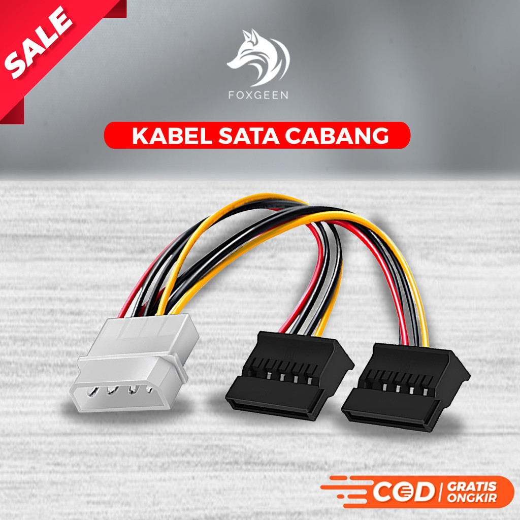 KABEL SATA 15 PIN MALE TO DUAL FEMALE SPLITTER CABANG LURUS