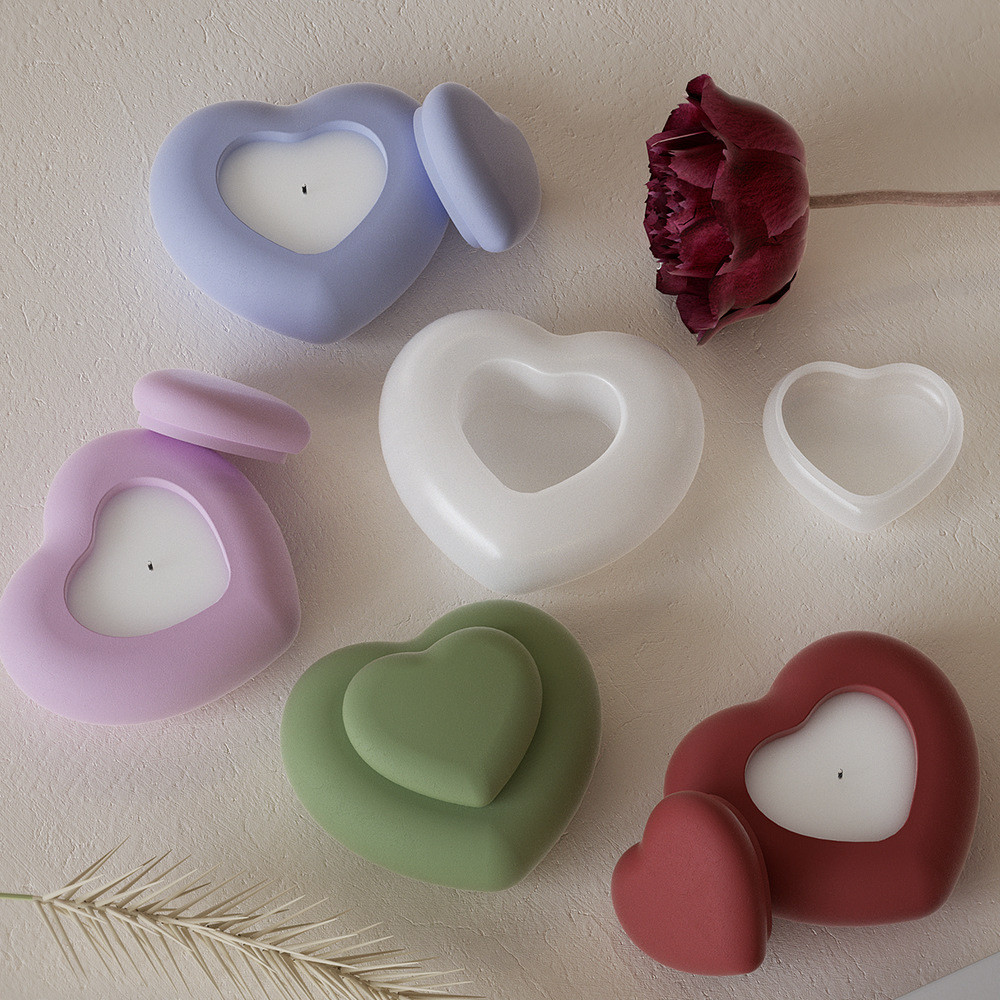 

Heart Design Storage Box Resin Mold Jewelry Box Mold Plaster Concrete Silicone Mold Cement Container Candle Jar Mould Clay Mouds