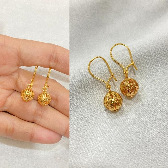 Anting Gantung Bola Kerawang Aksesoris Fashion Yaxiya Jewelry - A