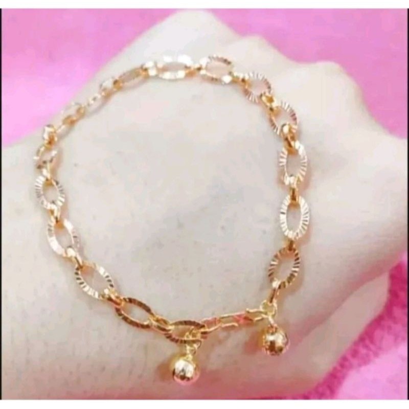 Gelang tangan pecah kopi titanium gold motif emas 23 k terlaris anti karat anti luntur fashion wanit