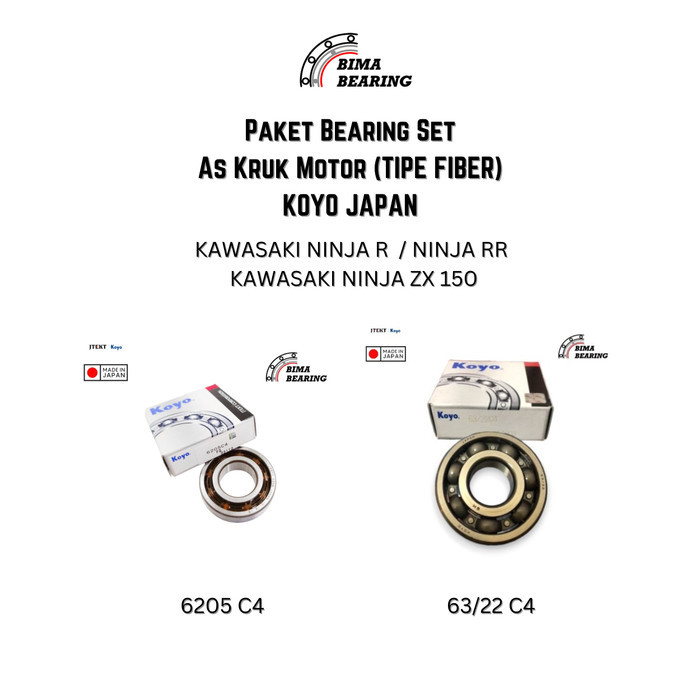 Bearing As Kruk Motor Kawasaki Ninja R Rr Zx 150 6205 63/22 C4 Polos Koyo JAPAN Laher Ori