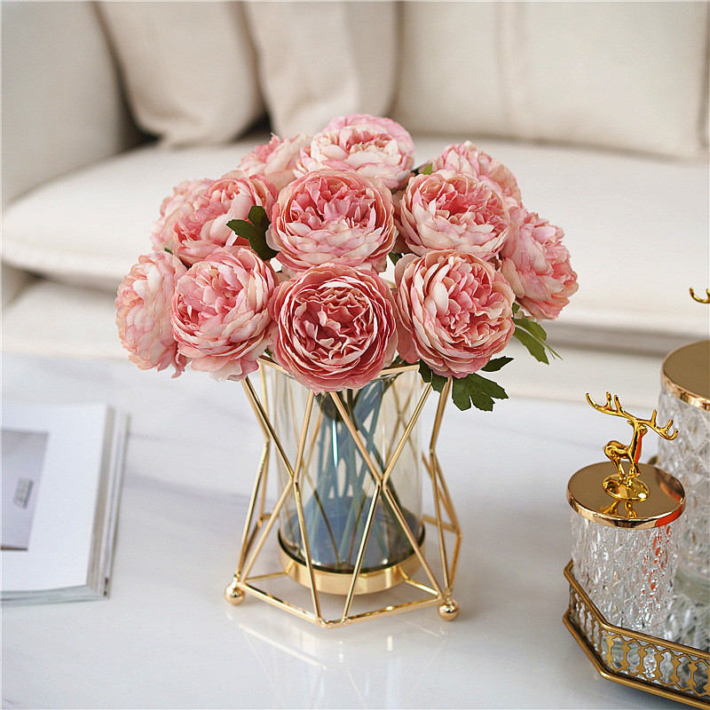 MOREBI Vas Besar Kaca Hidroponik Kreatif/ Palsu Rangkaian Bunga Kering Cahaya Ornamen Mewah/ Ruang T