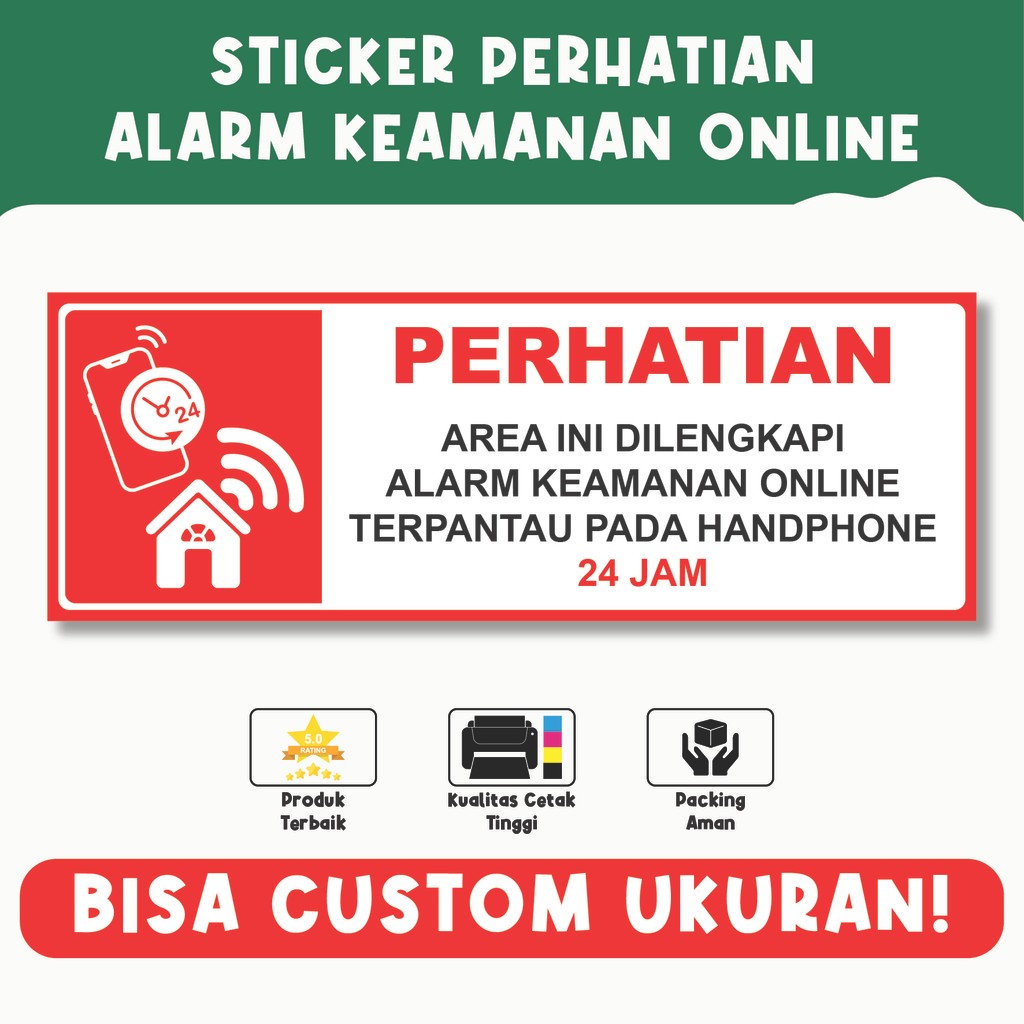 

Sticker Perhatian Alarm Keamanan Online – Peringatan Keamanan, Material Vinyl Berkualitas, Bisa Custom Ukuran