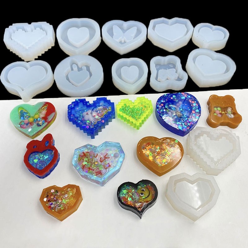 

DIY Kawaii Shaker Silicone Mold Resin Heart Bear UV Epoxy Resin Moulds Key Chain Pendant Craft Tools Jewelry Making Supplies
