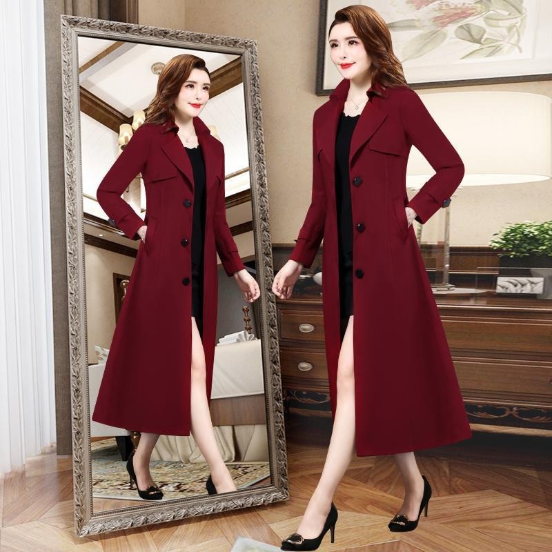 PROMO TERBARU Jaket Jas Blazer Coat Wanita Korea Long Coat Blazer Wanita Panjang Warna Merah Cabe