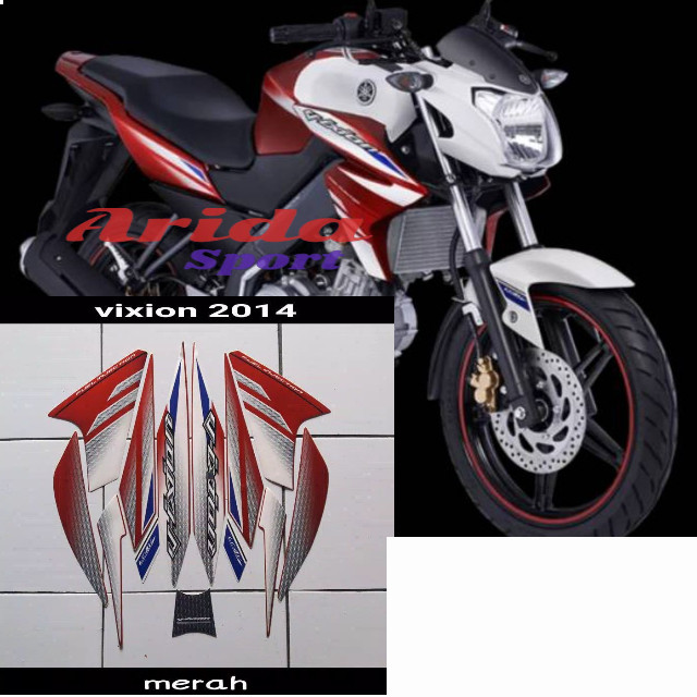 Striping sticker lis body yamaha new vixion lightning nvl 2014 merah putih stiker motor vixion motif