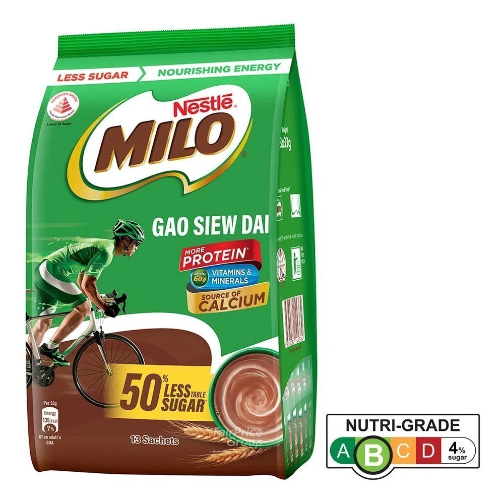 

MILO Instant Chocolate Gao Siew Dai - Less Sugar isi 13 sachets asal Singapore