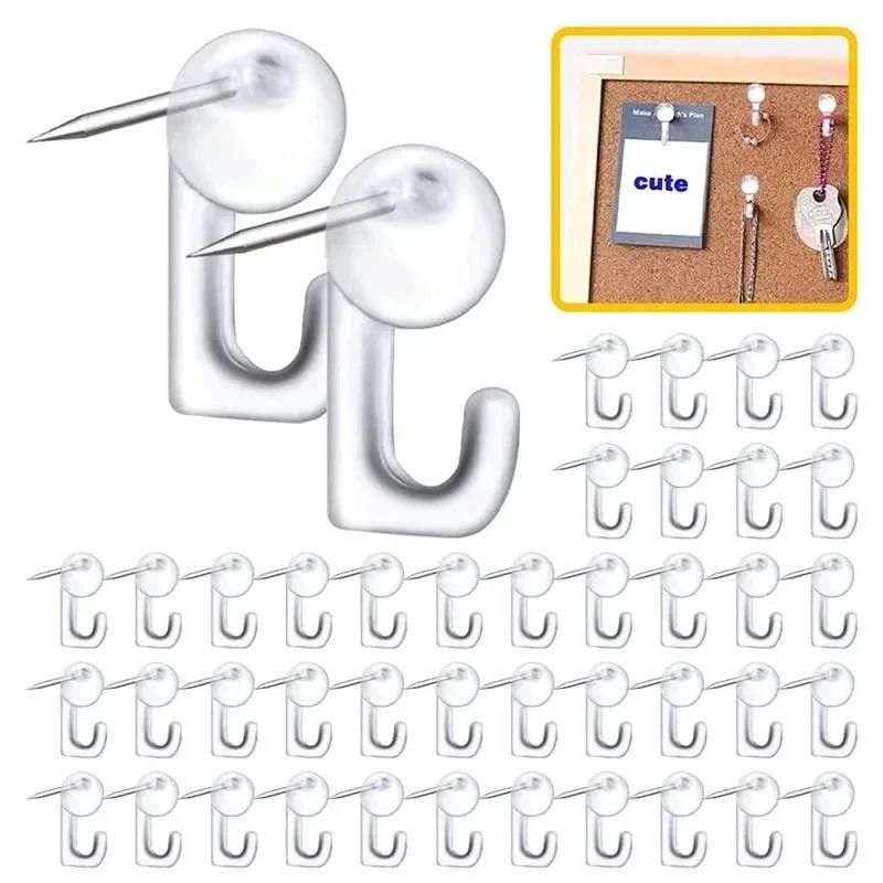

50Pcs Push Pin Hooks Plastic Heads Thumbtack Hooks Decorative Thumb Tacks Hook Back Push Pins Hook for Cork Board Bulletin Board