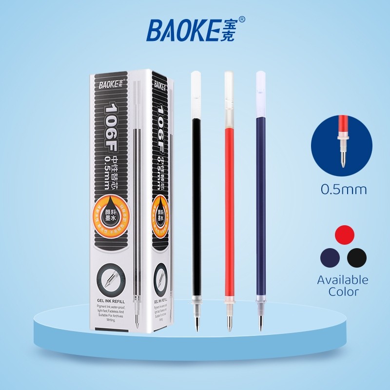 

BAOKE 20pcs Pulpen Gel Isi Ulang / Gel Pen Refill 0.5mm Tinta Hitam Biru Halus Menulis PS106F