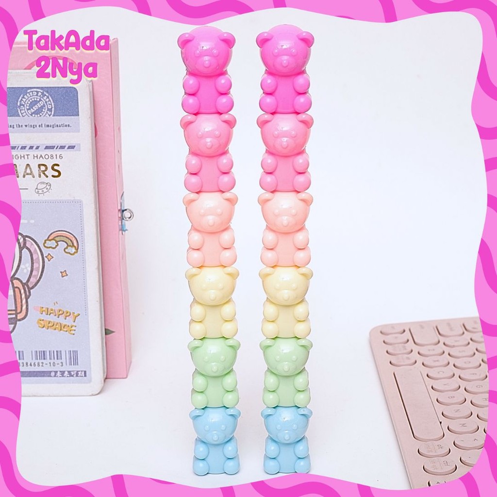 

Highlighter 3D Beruang Tumpuk 1 Set Spidol Pastel Marker Textlighter bear panda