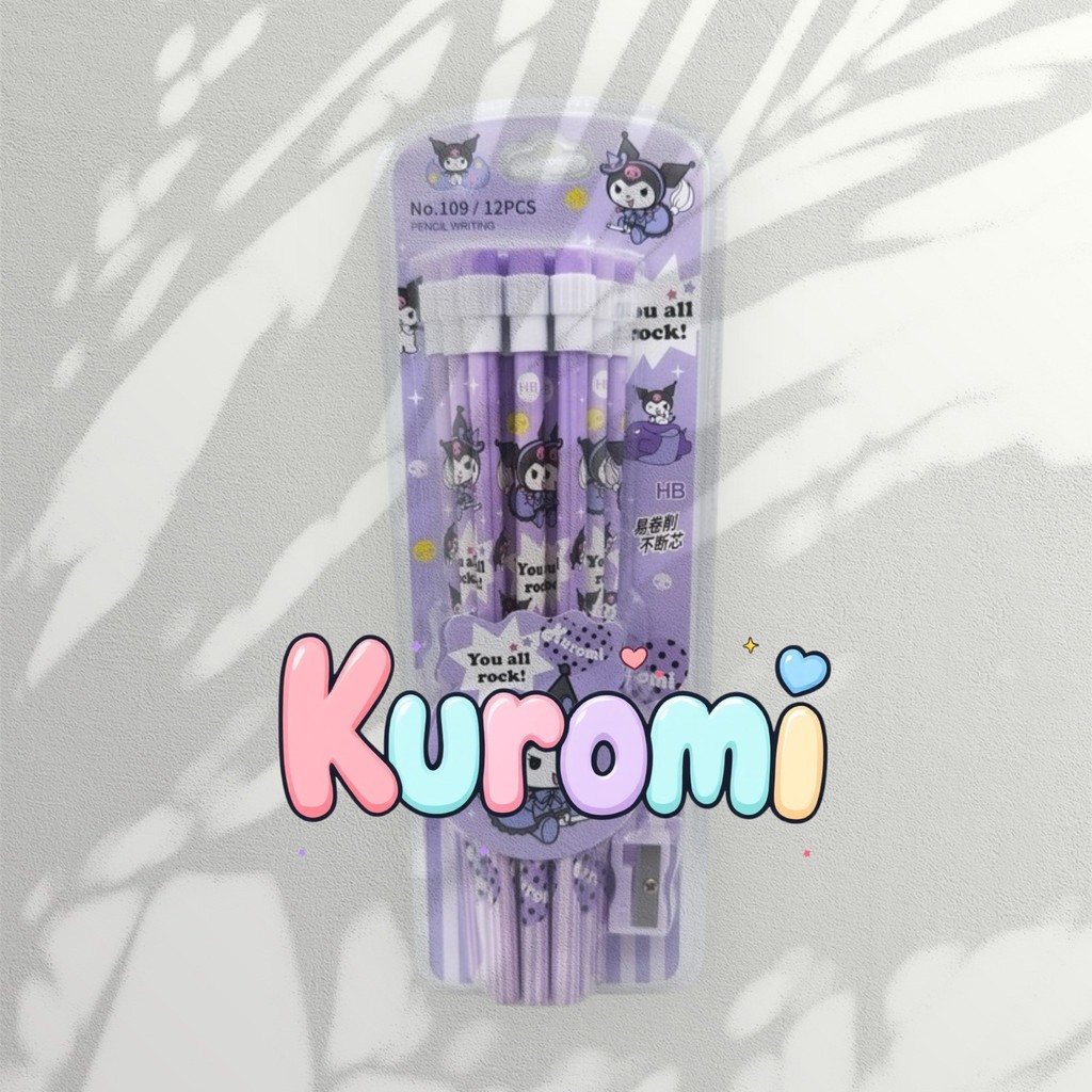 

12 PCS PENSIL KARTUN JEPANG / PENSIL ANAK SEKOLAH LUCU EXTRA RAUTAN DAN TIP PENGHAPUS