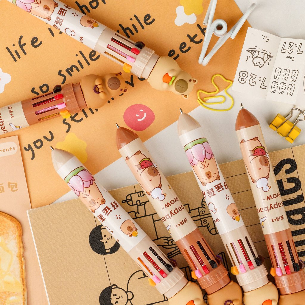 

HYPE N FANCY Pulpen Mekanik 10 Warna Capybara Premium Pastel Cokelat Hewan Kapibara Cetek Unik