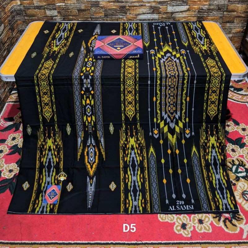 Sarung AL SAMSI Hitam Motif BHS Full Sutra Original 100%