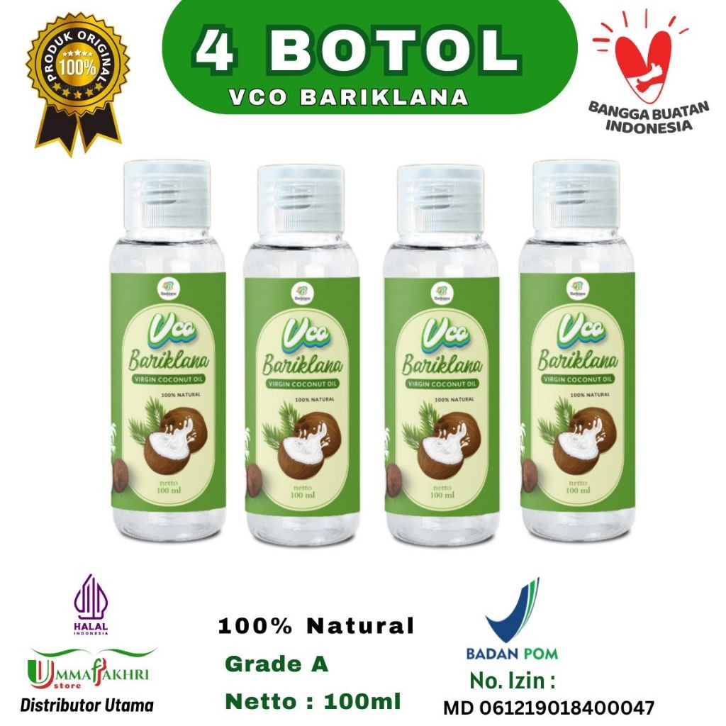 

VCO Bariklana 100ml minyak kelapa murni 100% paket 4 botol
