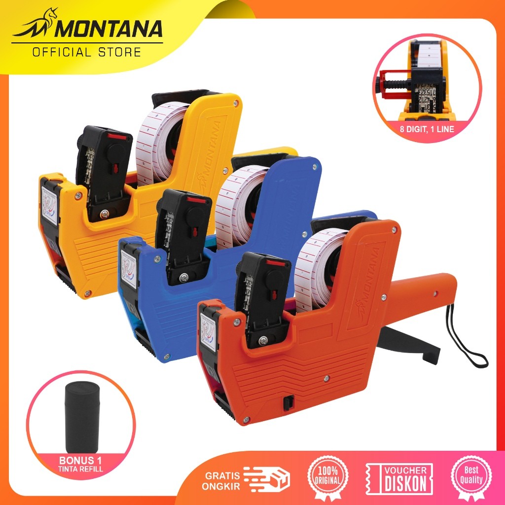 

MONTANA Mesin Label Harga TML-1L 8 Digits / Alat Cetak Lebel 1 Line Baris
