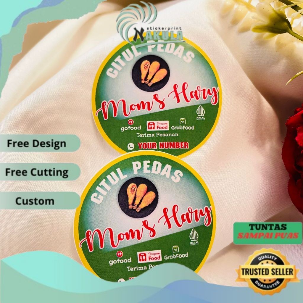 

NKL 5-8 Stiker Chromo Umkm Cireng Cilok Cibay Sticker Bentuk Bulat Free Desain Label Uk.Sedang Logo