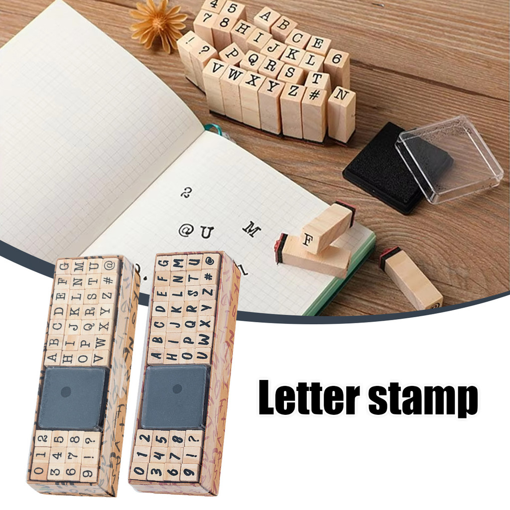 

Alphabet And Number Stamp templat 1box Aesthetic Wooden Stamp Alphabet Set Perlengkapan Kantor dan Sekolah