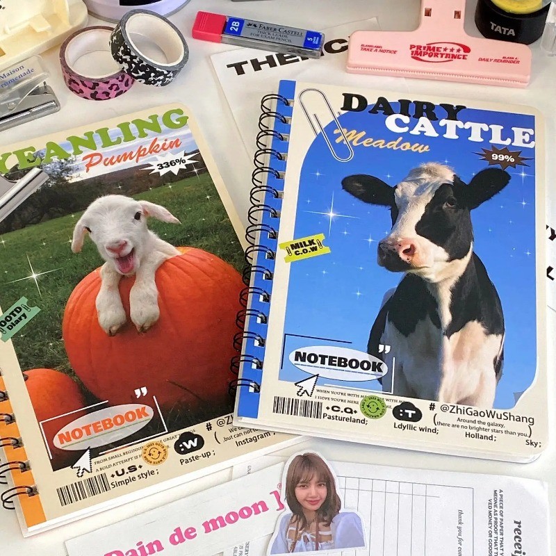 

A5 American Vintage Ranch Cute Animal Series Loose Leaf Notebook Line Inner Page Journal Coil book Stationery Office Accessories
