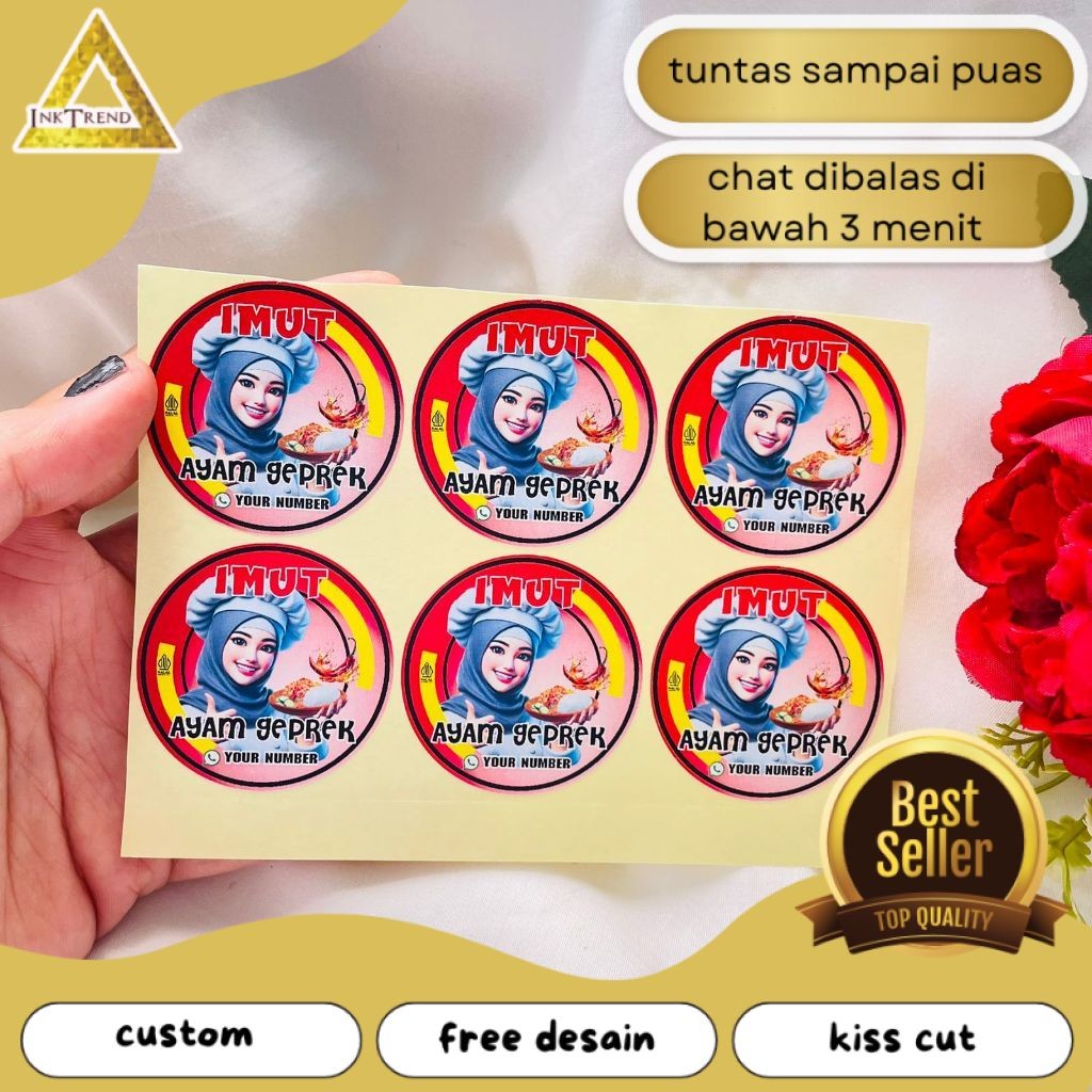 INKA  Sticker Catering Ayam Geprek Stiker Free Desain Custom Nama Label Box Kardus Packaging