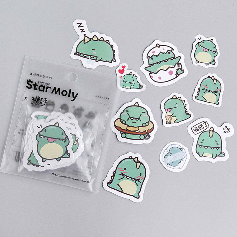 

40 PCS Creative Little Dragon Green Paper Sticker Decoration DIY Ablum Diary Scrapbooking Label Sticker Cute Stationery TZ100
