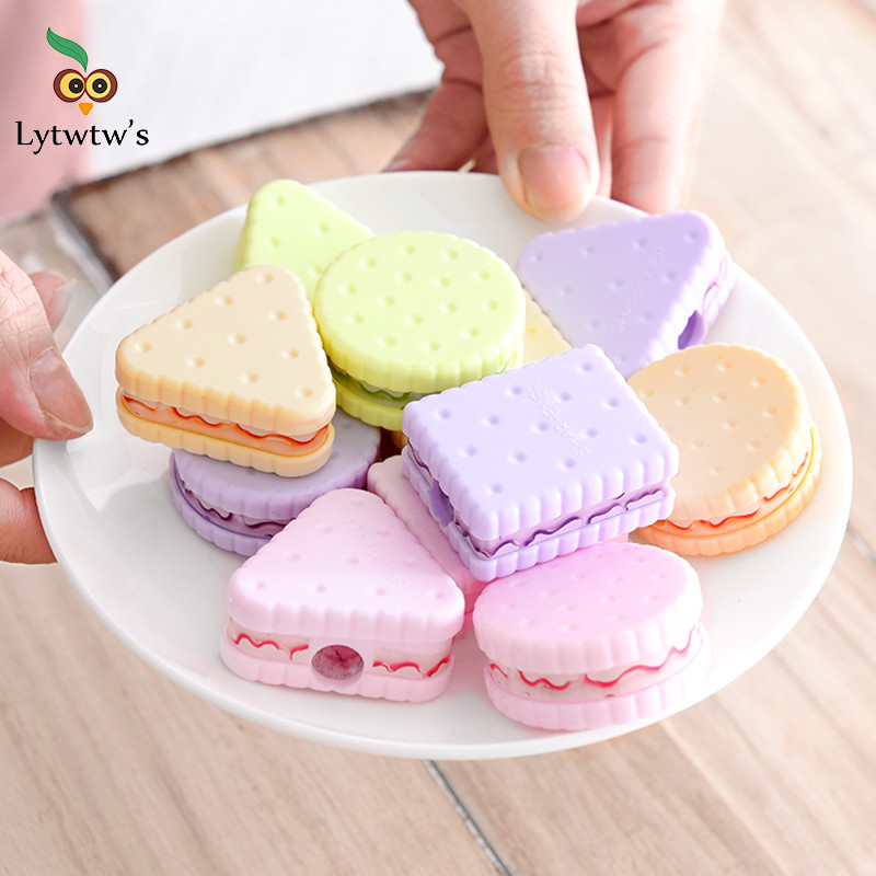 

4 Pcs Lytwtw's Stationery School Office Supplies Cute Cookie Sharpener For Pencil Creative Item back to school Lovely