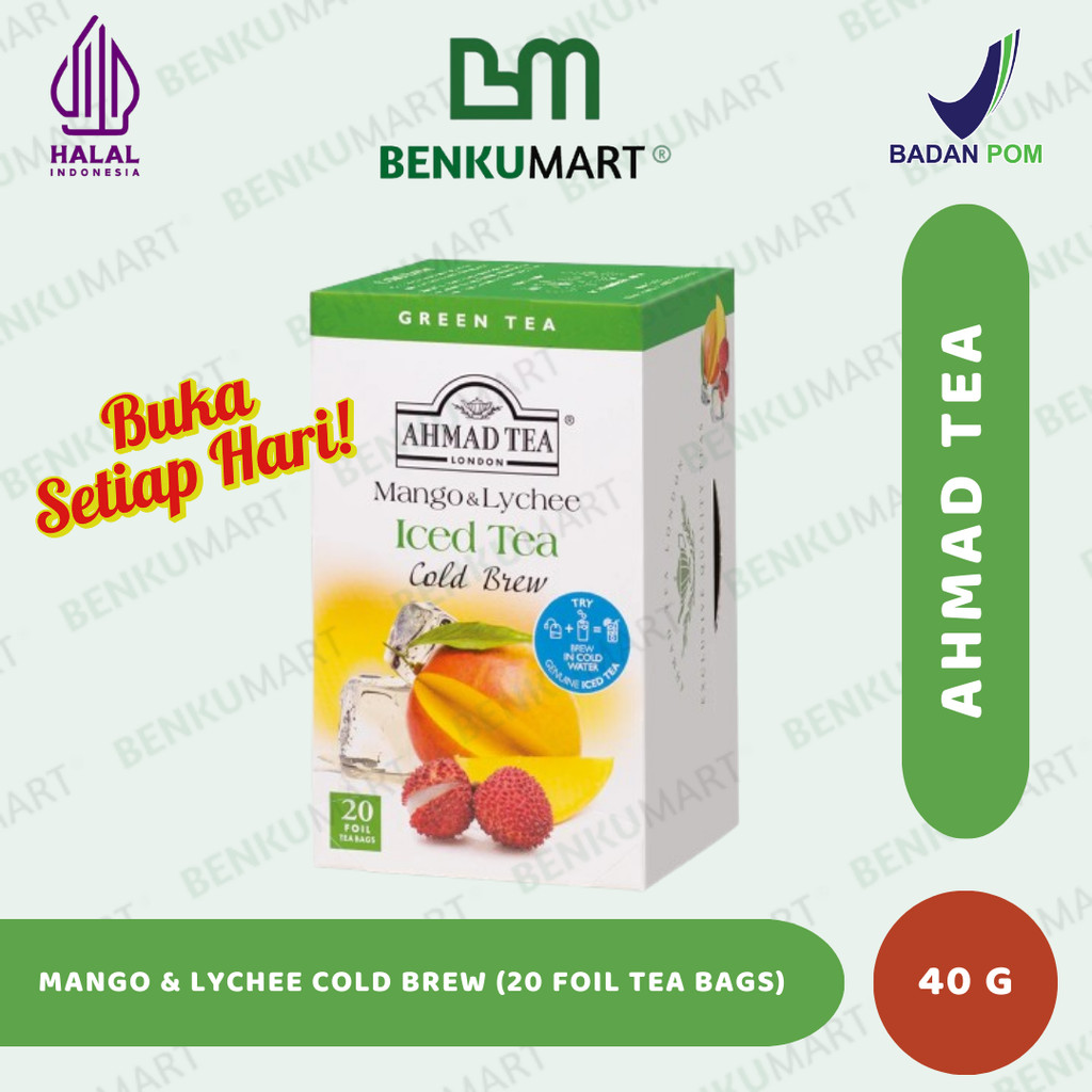 

Ahmad Tea Mango & Lychee Cold Brew Iced Tea (40gr) | 20 Tea Bags
